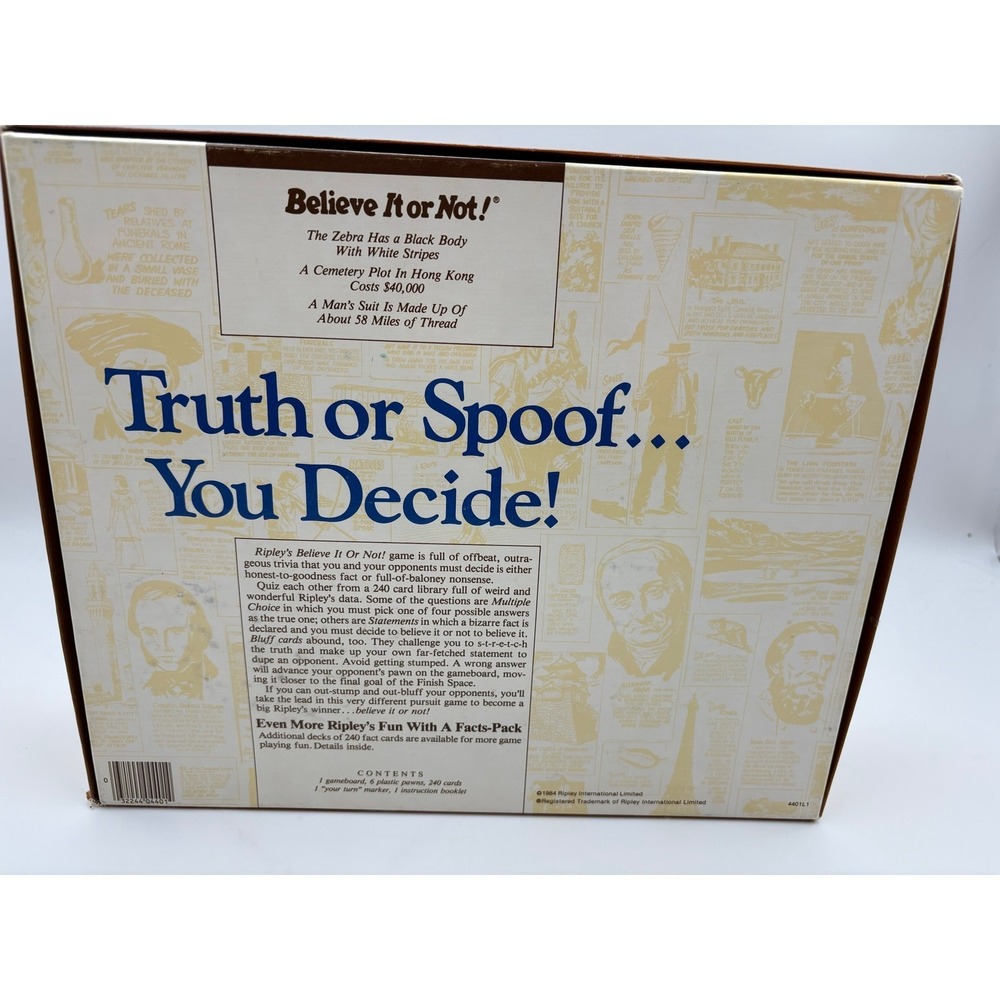 Ripley's Believe It or Not! Vintage 1984 Milton Bradley Trivia Game Complete - Picture 9 of 9